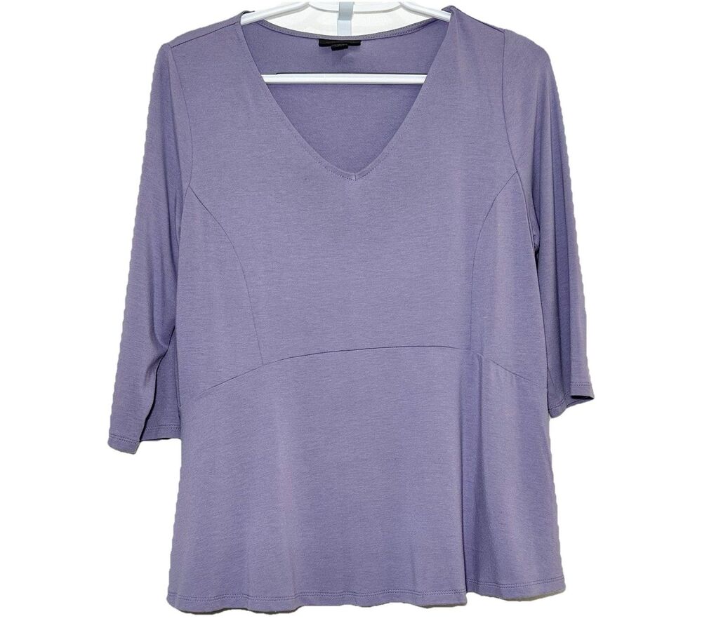 J Jill Wearever Petite Small Purple Empire Waist Stretch Knit Top Travel Soft